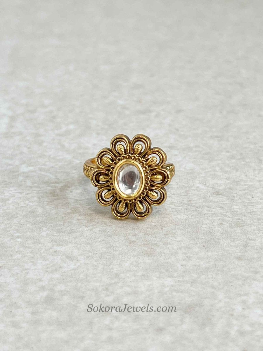 Small Floral Kundan Ring - SOKORA JEWELSSmall Floral Kundan RingRING