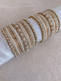 Small Gold & Ivory Daisy Bangle set - SOKORA JEWELSSmall Gold & Ivory Daisy Bangle setBANGLES