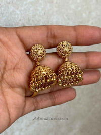 Small Gold Jhumka Earrings - SOKORA JEWELSSmall Gold Jhumka Earrings