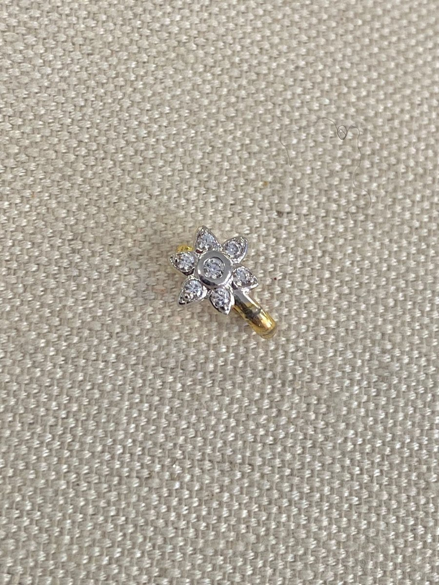 Small Gold & Silver Nose ring - Slide type - SOKORA JEWELSSmall Gold & Silver Nose ring - Slide type