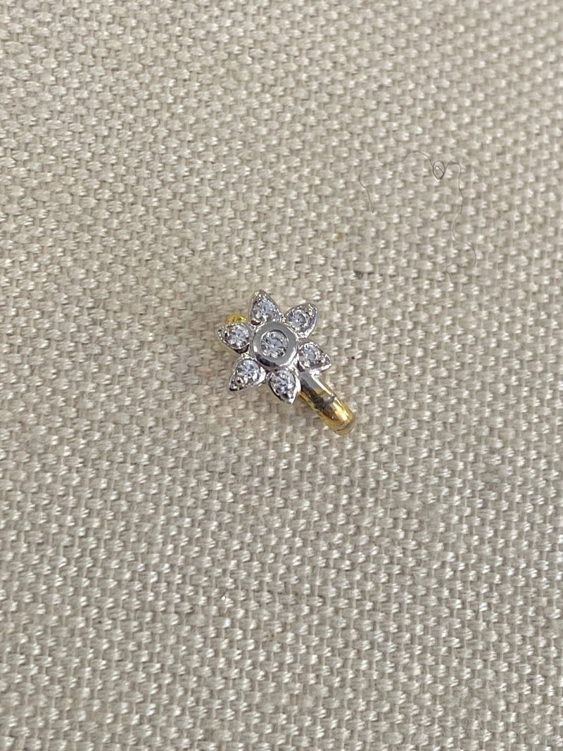 Small Gold & Silver Nose ring - Slide type - SOKORA JEWELSSmall Gold & Silver Nose ring - Slide type