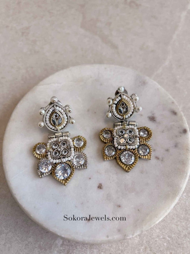 Small Gold & Silver Tribal Earrings - SOKORA JEWELSSmall Gold & Silver Tribal Earrings