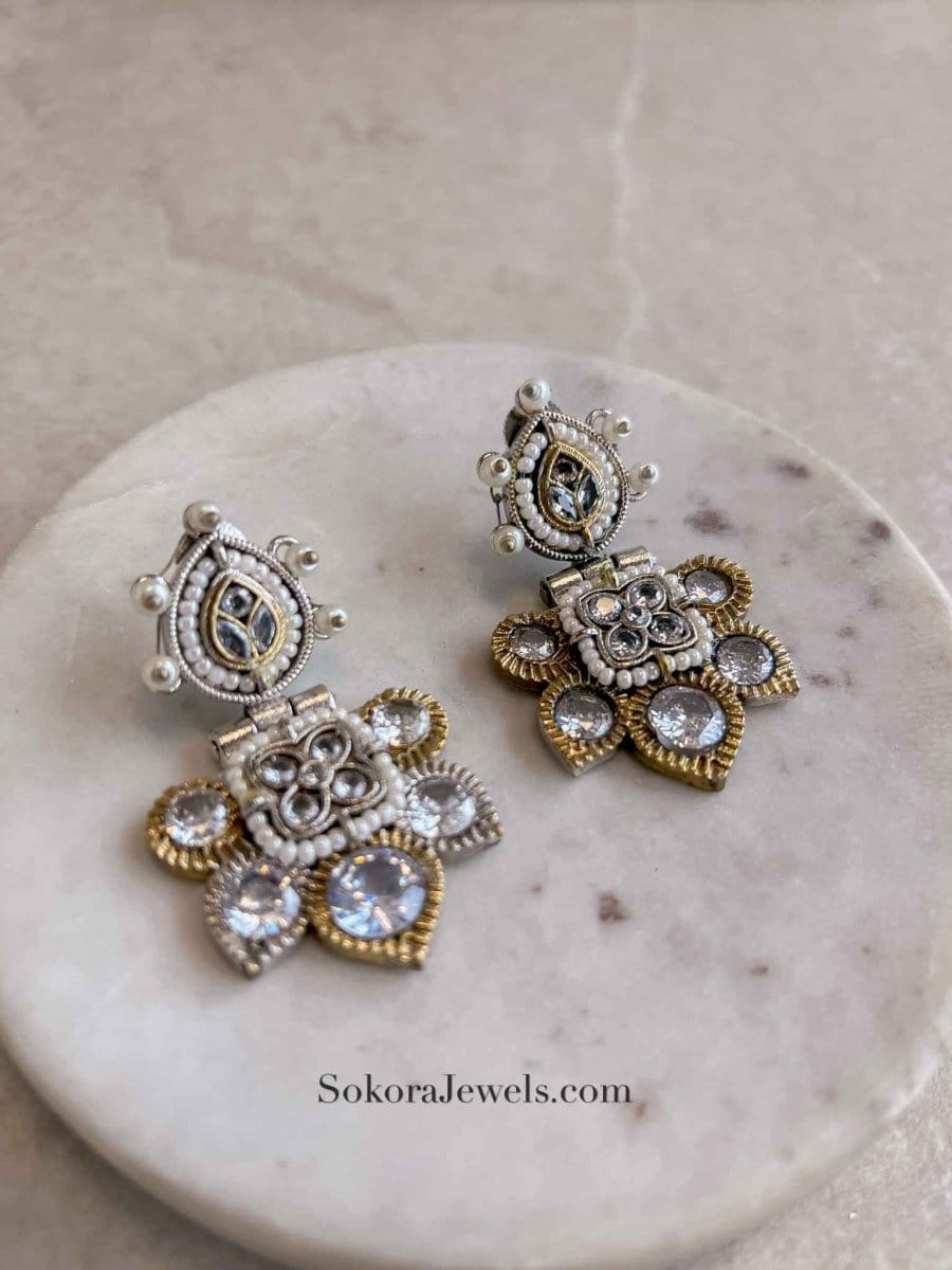 Small Gold & Silver Tribal Earrings - SOKORA JEWELSSmall Gold & Silver Tribal Earrings
