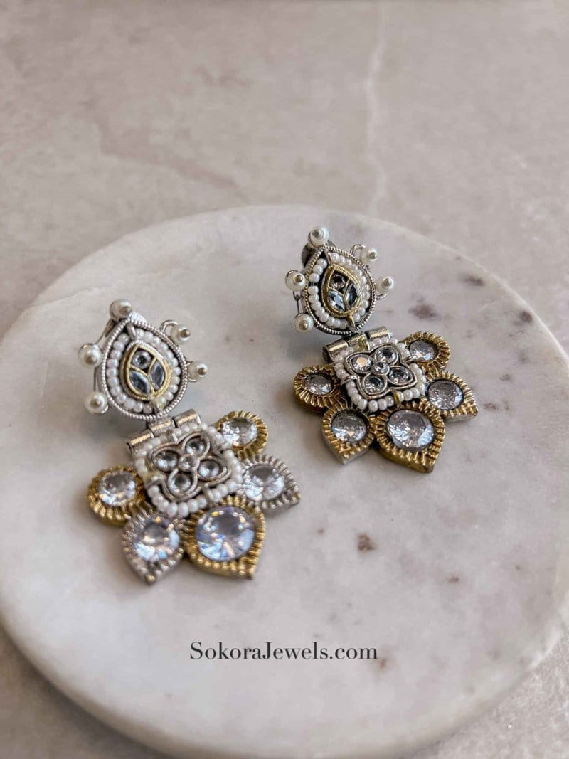 Small Gold & Silver Tribal Earrings - SOKORA JEWELSSmall Gold & Silver Tribal Earrings