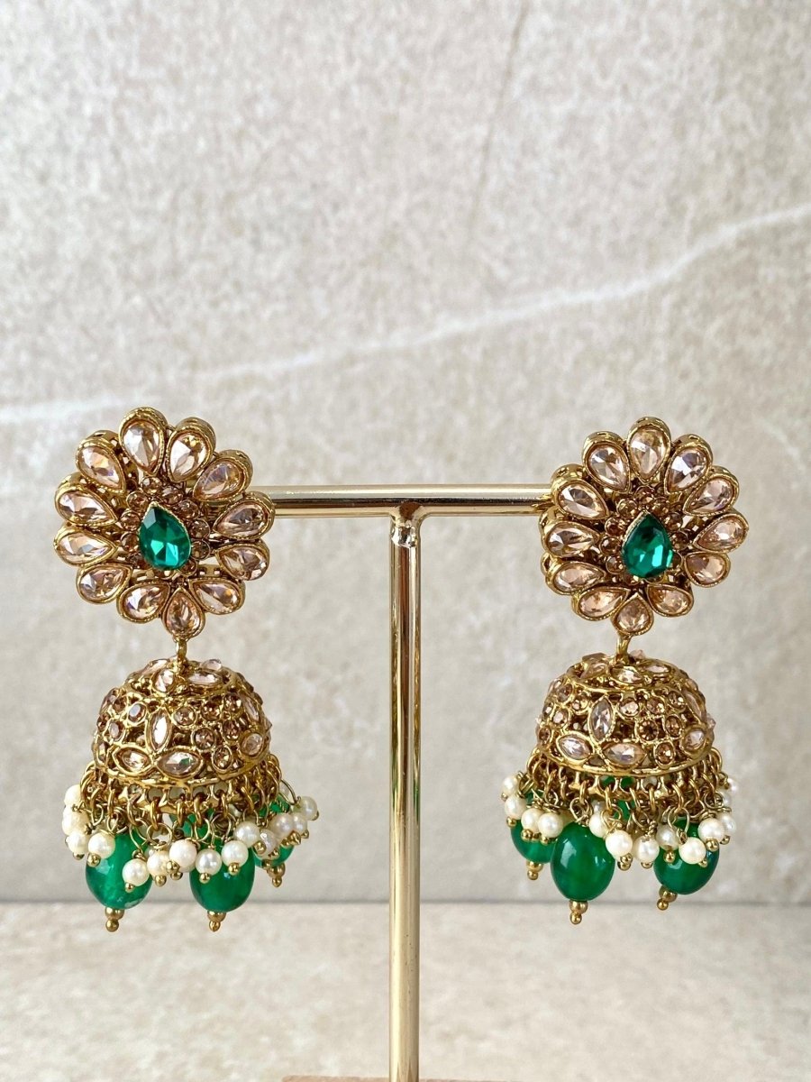 Small imperfections: Lucie Bridal Necklace Set - Green - SOKORA JEWELSSmall imperfections: Lucie Bridal Necklace Set - Green