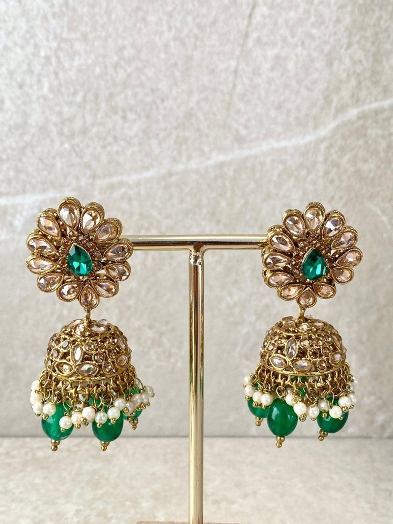 Small imperfections: Lucie Bridal Necklace Set - Green - SOKORA JEWELSSmall imperfections: Lucie Bridal Necklace Set - Green