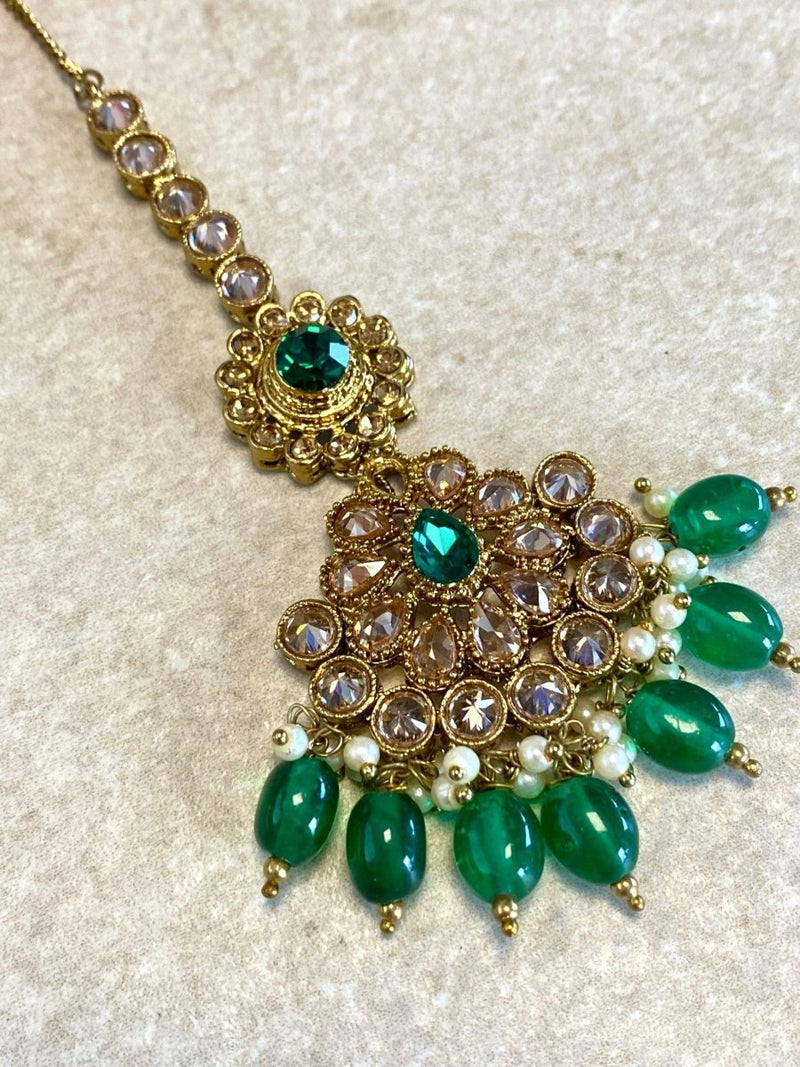 Small imperfections: Lucie Bridal Necklace Set - Green - SOKORA JEWELSSmall imperfections: Lucie Bridal Necklace Set - Green