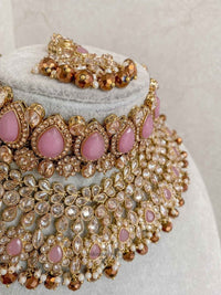 Small imperfections: Lucie Bridal Necklace Set - Pink/Brown - SOKORA JEWELSSmall imperfections: Lucie Bridal Necklace Set - Pink/Brown