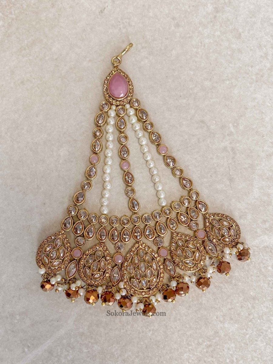 Small imperfections: Lucie Bridal Necklace Set - Pink/Brown - SOKORA JEWELSSmall imperfections: Lucie Bridal Necklace Set - Pink/Brown