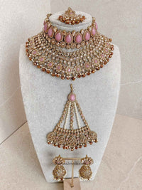 Small imperfections: Lucie Bridal Necklace Set - Pink/Brown - SOKORA JEWELSSmall imperfections: Lucie Bridal Necklace Set - Pink/Brown