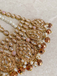 Small imperfections: Lucie Bridal Necklace Set - Pink/Brown - SOKORA JEWELSSmall imperfections: Lucie Bridal Necklace Set - Pink/Brown