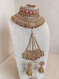 Small imperfections: Lucie Bridal Necklace Set - Pink/Brown - SOKORA JEWELSSmall imperfections: Lucie Bridal Necklace Set - Pink/Brown