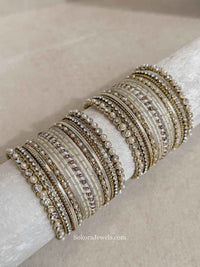 Small Ivory White and Gold Bangle Set - SOKORA JEWELSSmall Ivory White and Gold Bangle SetBANGLES