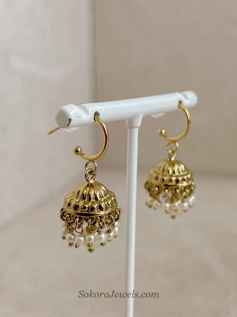 Small Jhumka Earrings - Pearl - SOKORA JEWELSSmall Jhumka Earrings - Pearl