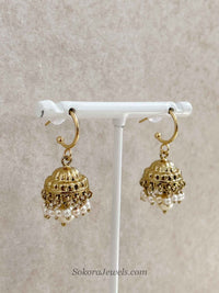 Small Jhumka Earrings - Pearl - SOKORA JEWELSSmall Jhumka Earrings - Pearl