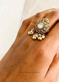 Small Kashmiri Floral Kundan Ring - SOKORA JEWELSSmall Kashmiri Floral Kundan RingRING