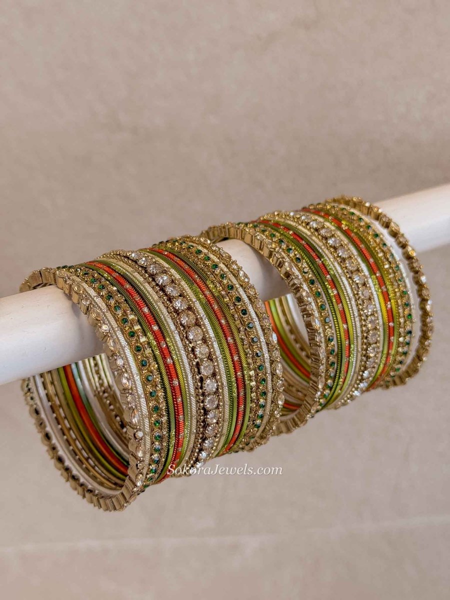 Small Khaki & Orange Bangle set - SOKORA JEWELSSmall Khaki & Orange Bangle setBANGLES