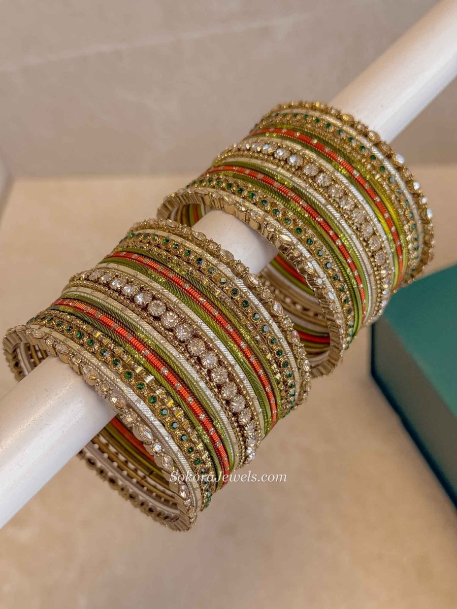 Small Khaki & Orange Bangle set - SOKORA JEWELSSmall Khaki & Orange Bangle setBANGLES