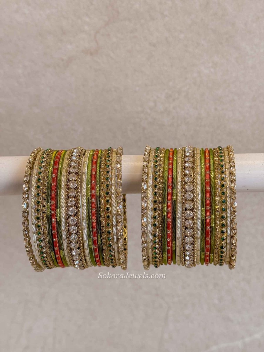 Small Khaki & Orange Bangle set - SOKORA JEWELSSmall Khaki & Orange Bangle setBANGLES