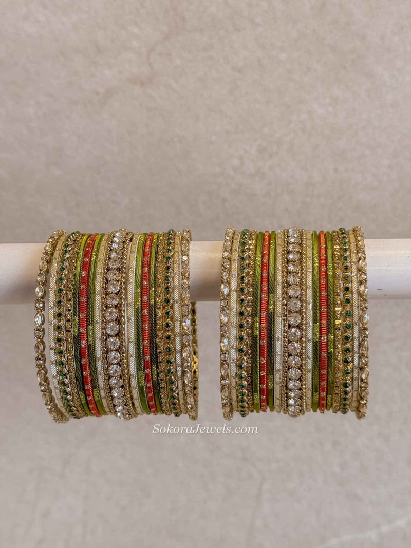 Small Khaki & Orange Bangle set - SOKORA JEWELSSmall Khaki & Orange Bangle setBANGLES