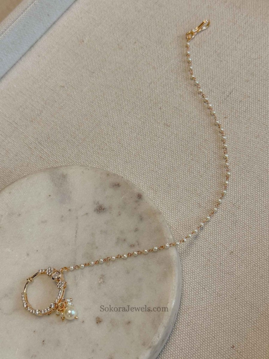 Small Kundan & Diamante Nose Ring - Slide Type - SOKORA JEWELSSmall Kundan & Diamante Nose Ring - Slide Type
