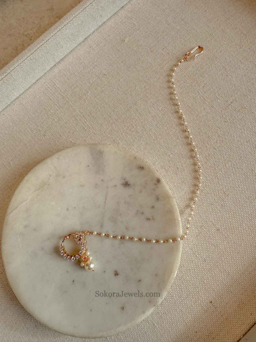 Small Kundan & Diamante Nose Ring - Slide Type - SOKORA JEWELSSmall Kundan & Diamante Nose Ring - Slide Type