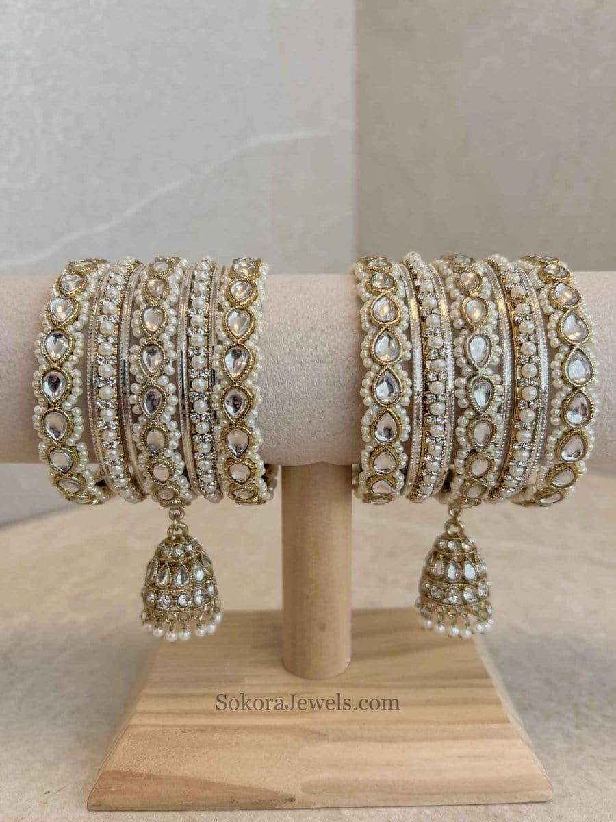 Small Kundan Jhumka Bangle set - SOKORA JEWELSSmall Kundan Jhumka Bangle setBANGLES