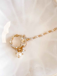 Small Kundan Leaf & Diamante Nose Ring - Clip on - SOKORA JEWELSSmall Kundan Leaf & Diamante Nose Ring - Clip on