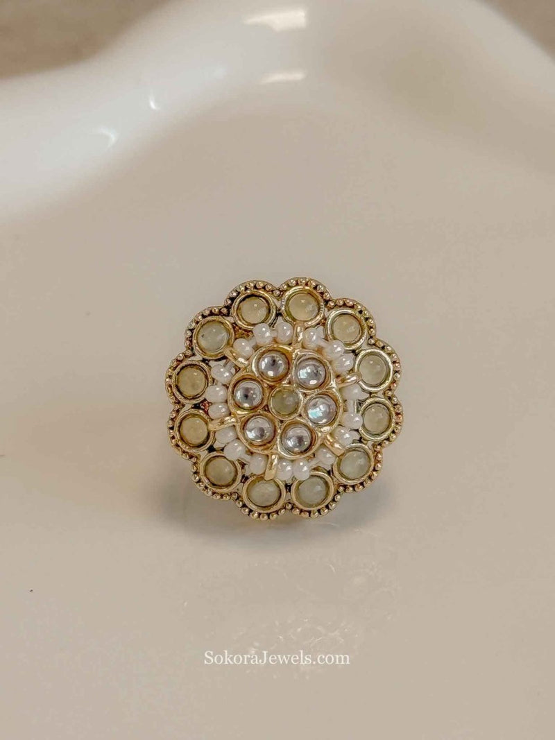 Small Kundan Mandala Ring - SOKORA JEWELSSmall Kundan Mandala RingRING