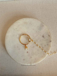 Small Kundan Nose Ring in Bright Gold - Slide Type - SOKORA JEWELSSmall Kundan Nose Ring in Bright Gold - Slide Type