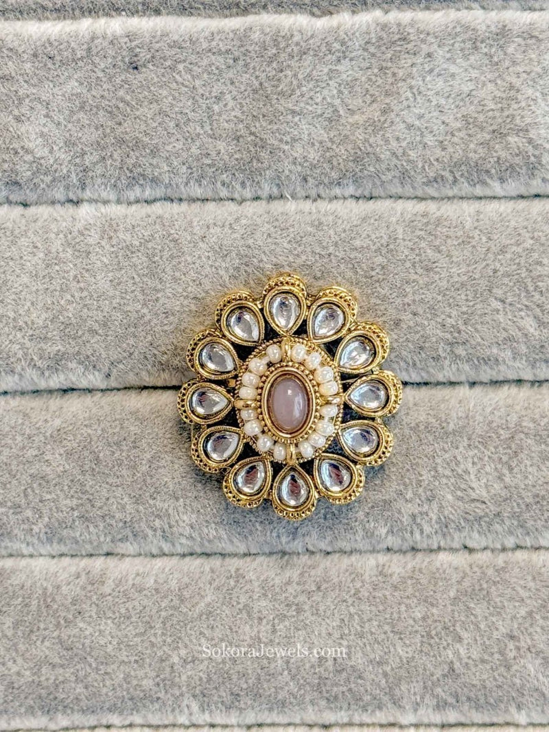 Small Kundan Oval Rings - SOKORA JEWELSSmall Kundan Oval RingsRING
