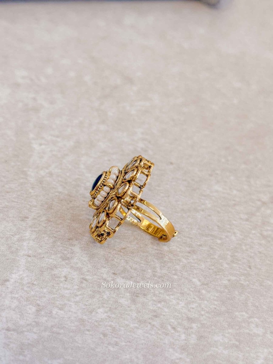 Small Kundan Oval Rings - SOKORA JEWELSSmall Kundan Oval RingsRING