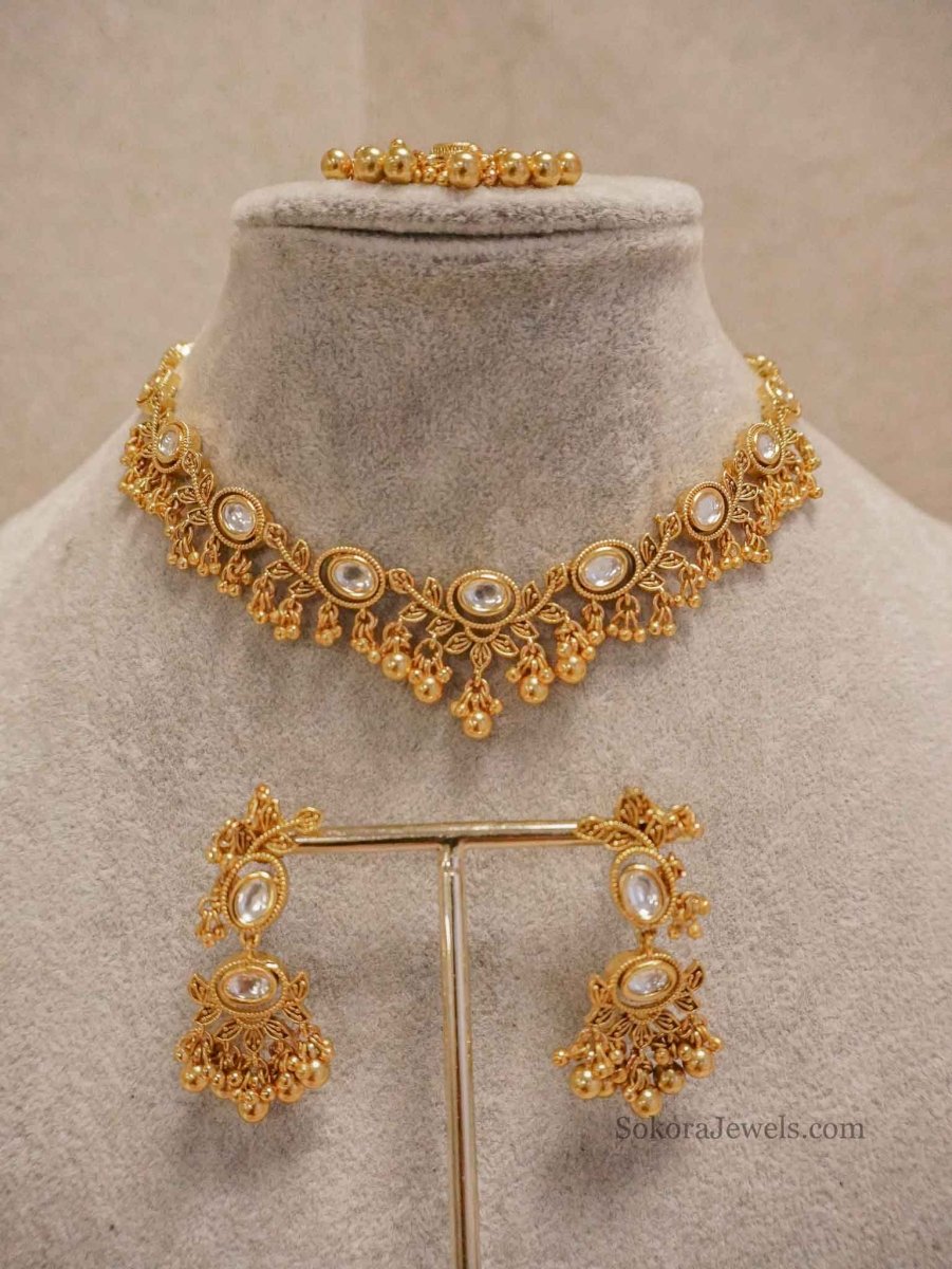 Small Kundan Vine Necklace set - SOKORA JEWELSSmall Kundan Vine Necklace set