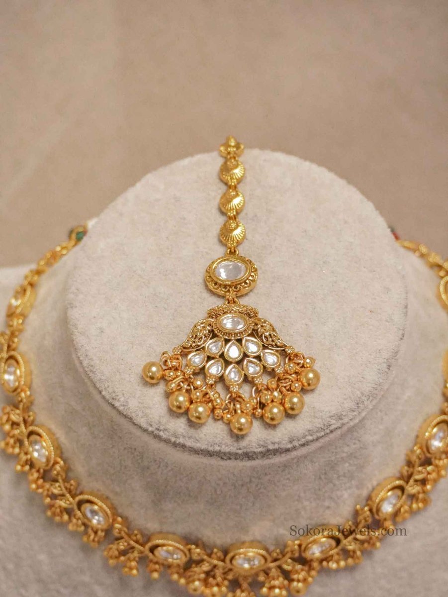 Small Kundan Vine Necklace set - SOKORA JEWELSSmall Kundan Vine Necklace set