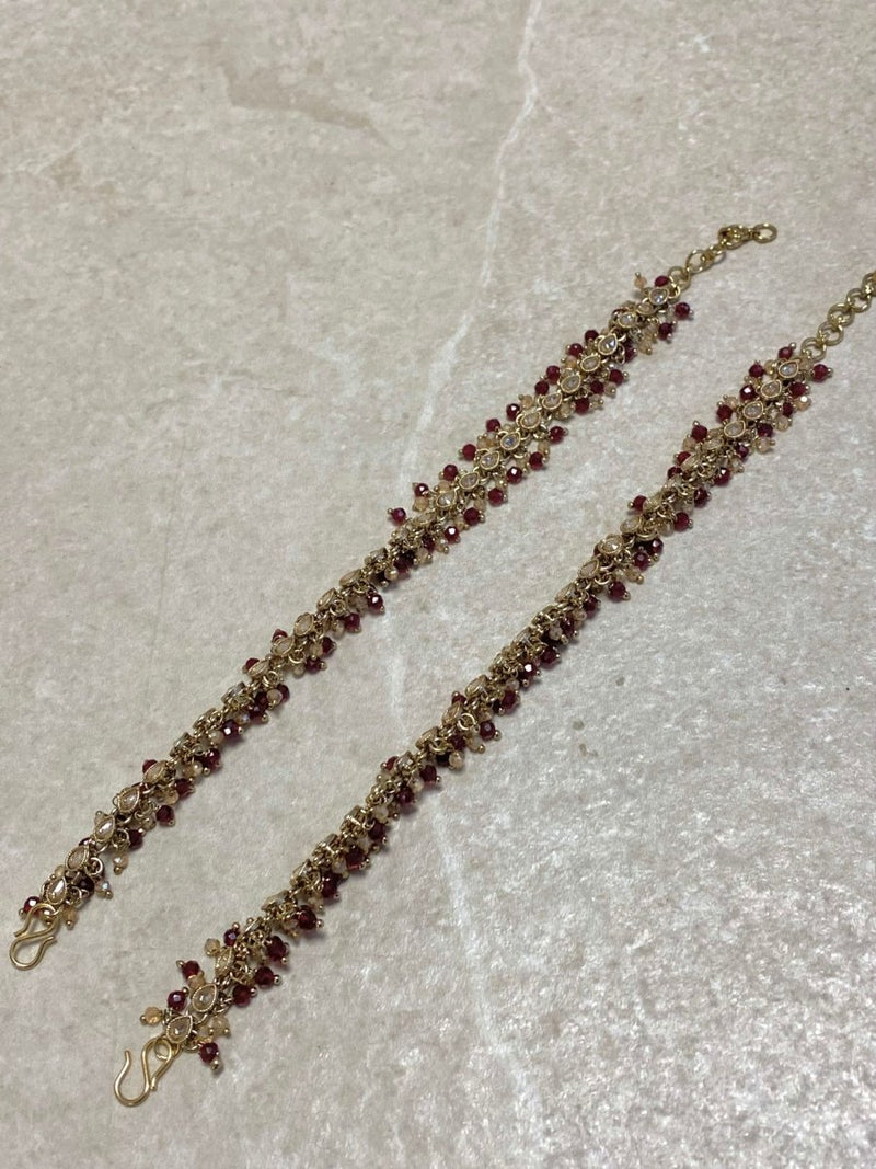 Small Length Anklets - Maroon - SOKORA JEWELSSmall Length Anklets - Maroon