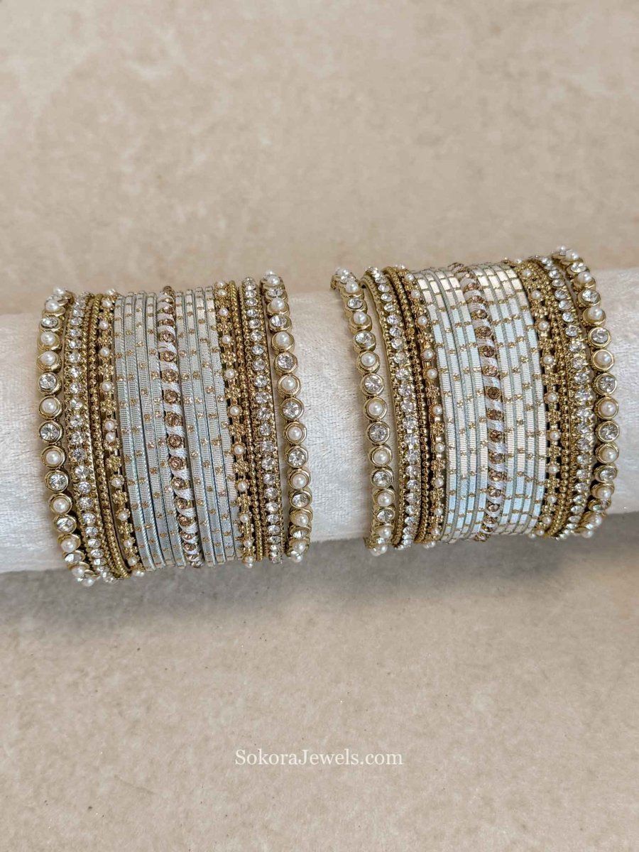 Small Light Blue and Gold Bangle Set - SOKORA JEWELSSmall Light Blue and Gold Bangle SetBANGLES