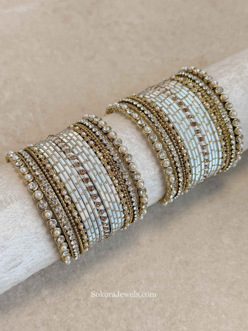 Small Light Blue and Gold Bangle Set - SOKORA JEWELSSmall Light Blue and Gold Bangle SetBANGLES