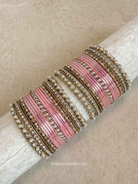 Small Light Pink and Gold Bangle Set - SOKORA JEWELSSmall Light Pink and Gold Bangle SetBANGLES