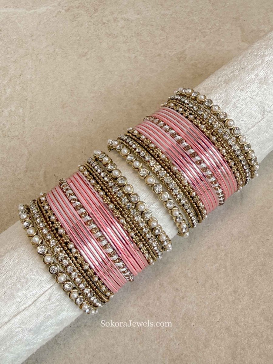 Small Light Pink and Gold Bangle Set - SOKORA JEWELSSmall Light Pink and Gold Bangle SetBANGLES