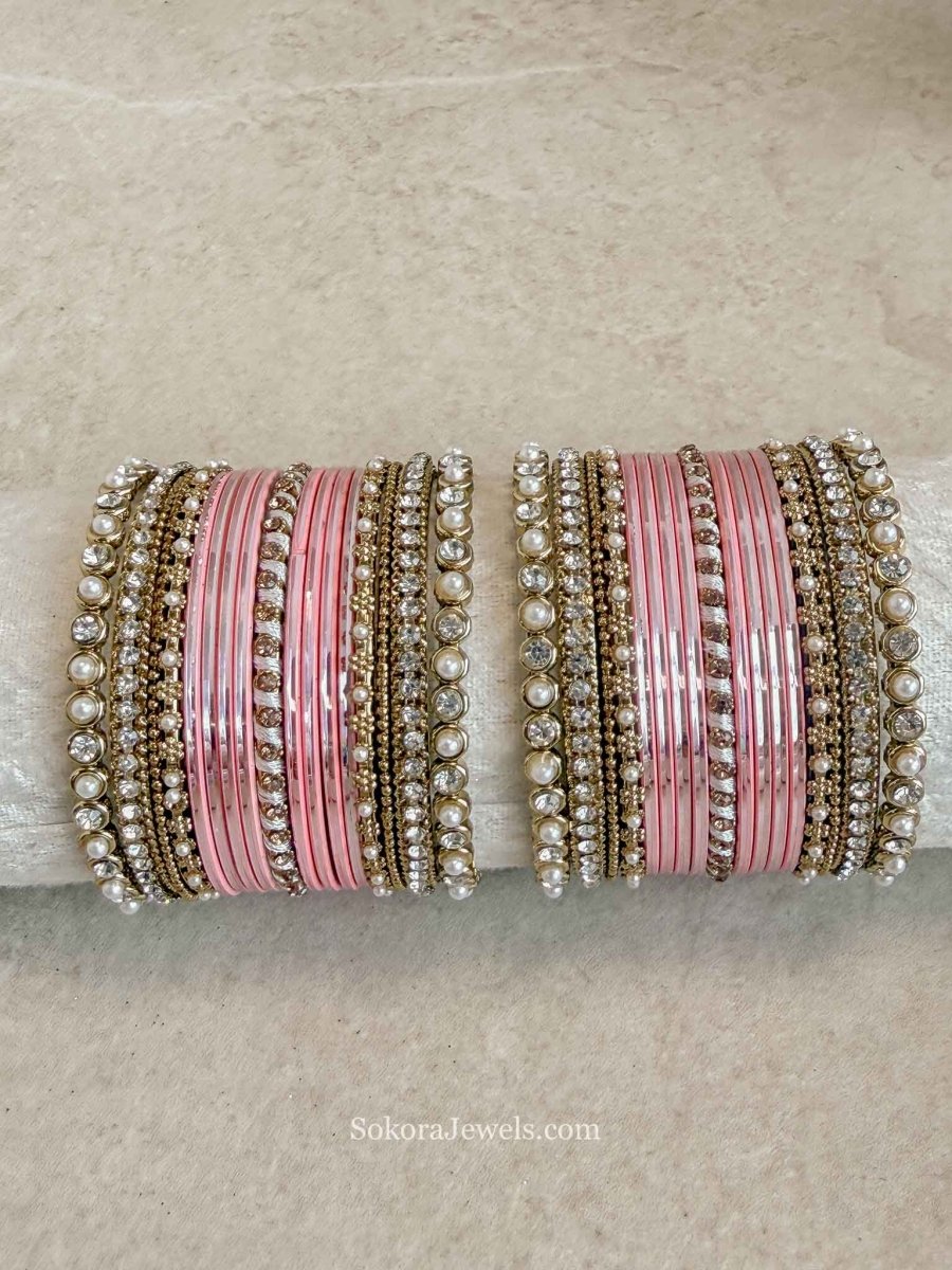 Small Light Pink and Gold Bangle Set - SOKORA JEWELSSmall Light Pink and Gold Bangle SetBANGLES