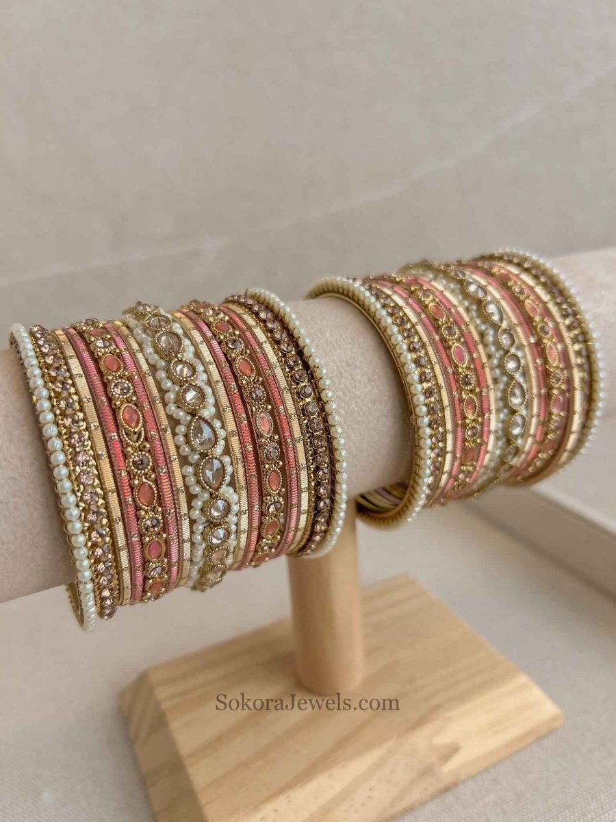 Small Luxury Pearly Bangle Set - 4 Colour Options - SOKORA JEWELSSmall Luxury Pearly Bangle Set - 4 Colour OptionsBANGLES