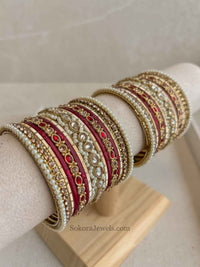 Small Luxury Pearly Bangle Set - 4 Colour Options - SOKORA JEWELSSmall Luxury Pearly Bangle Set - 4 Colour OptionsBANGLES