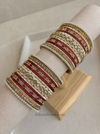 Small Luxury Pearly Bangle Set - 4 Colour Options - SOKORA JEWELSSmall Luxury Pearly Bangle Set - 4 Colour OptionsBANGLES