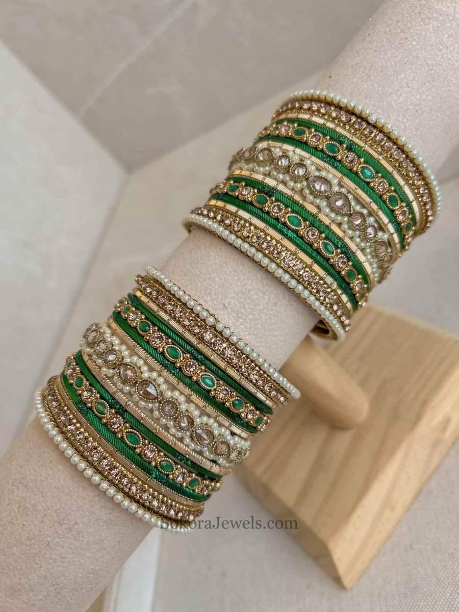 Small Luxury Pearly Bangle Set - 4 Colour Options - SOKORA JEWELSSmall Luxury Pearly Bangle Set - 4 Colour OptionsBANGLES