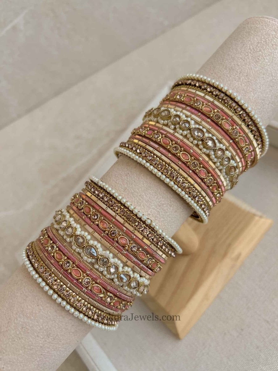 Small Luxury Pearly Bangle Set - 4 Colour Options - SOKORA JEWELSSmall Luxury Pearly Bangle Set - 4 Colour OptionsBANGLES