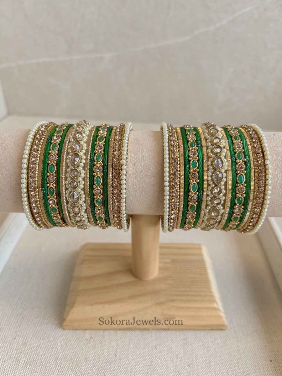 Small Luxury Pearly Bangle Set - 4 Colour Options - SOKORA JEWELSSmall Luxury Pearly Bangle Set - 4 Colour OptionsBANGLES