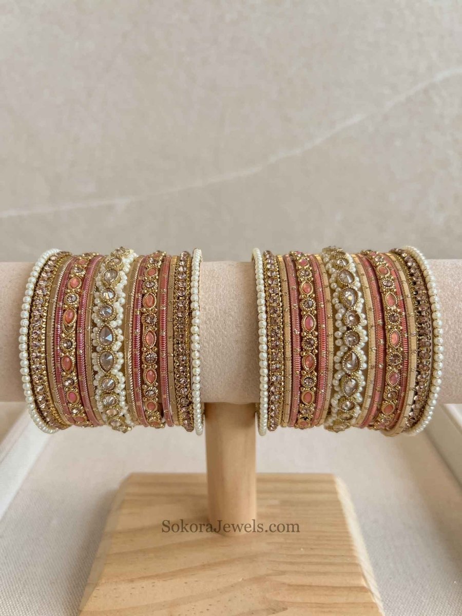 Small Luxury Pearly Bangle Set - 4 Colour Options - SOKORA JEWELSSmall Luxury Pearly Bangle Set - 4 Colour OptionsBANGLES
