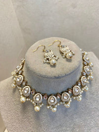 Small Meenakari Necklace Set - White - SOKORA JEWELSSmall Meenakari Necklace Set - WhiteChoker Sets