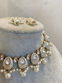 Small Meenakari Necklace Set - White - SOKORA JEWELSSmall Meenakari Necklace Set - WhiteChoker Sets