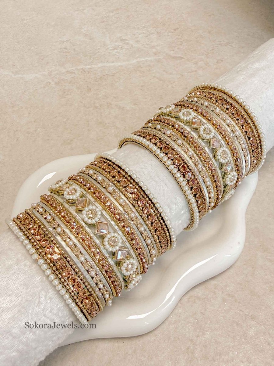 Small Meenaz Golden Bangle set - SOKORA JEWELSSmall Meenaz Golden Bangle setBANGLES